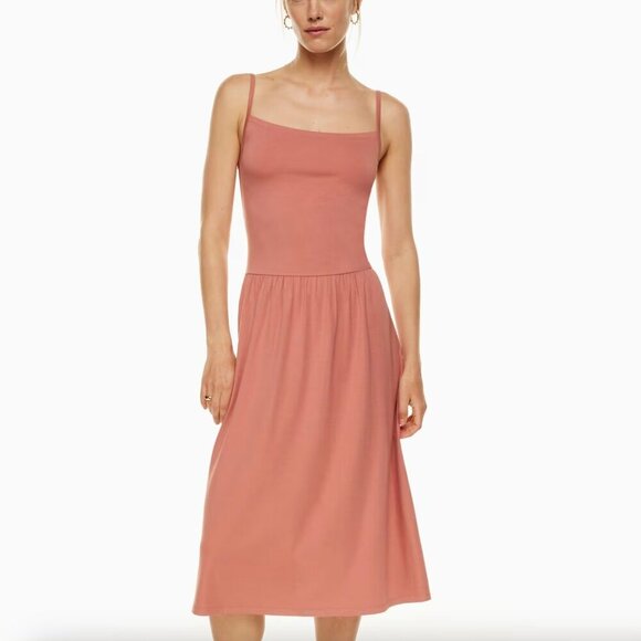 Aritzia Wilfred Stabat Scoop Neck Midi Dress Earthen Red Size Medium - Picture 2 of 8